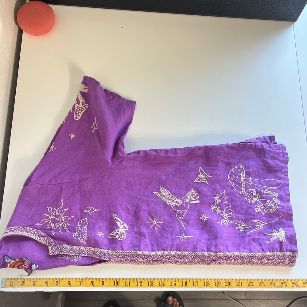 Johnny Was NOAH EASY V‑NECK Embroidered Top Mandarin Collar Purple Lilac Size M - Picture 15 of 16